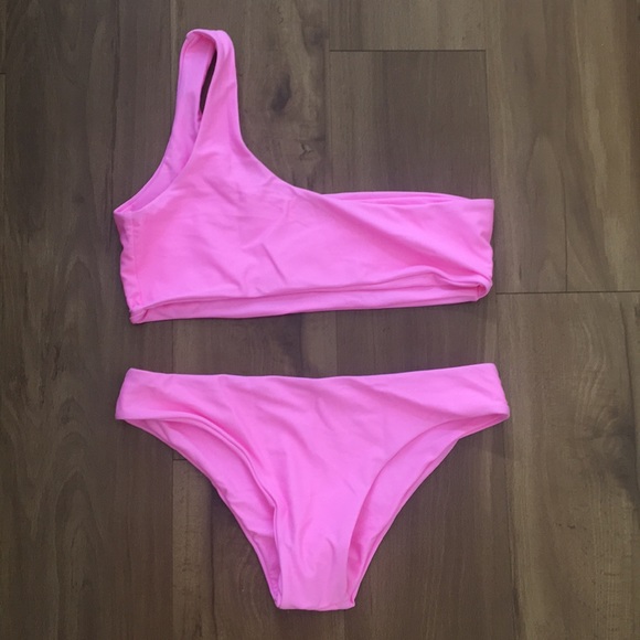 pink one shoulder bikini